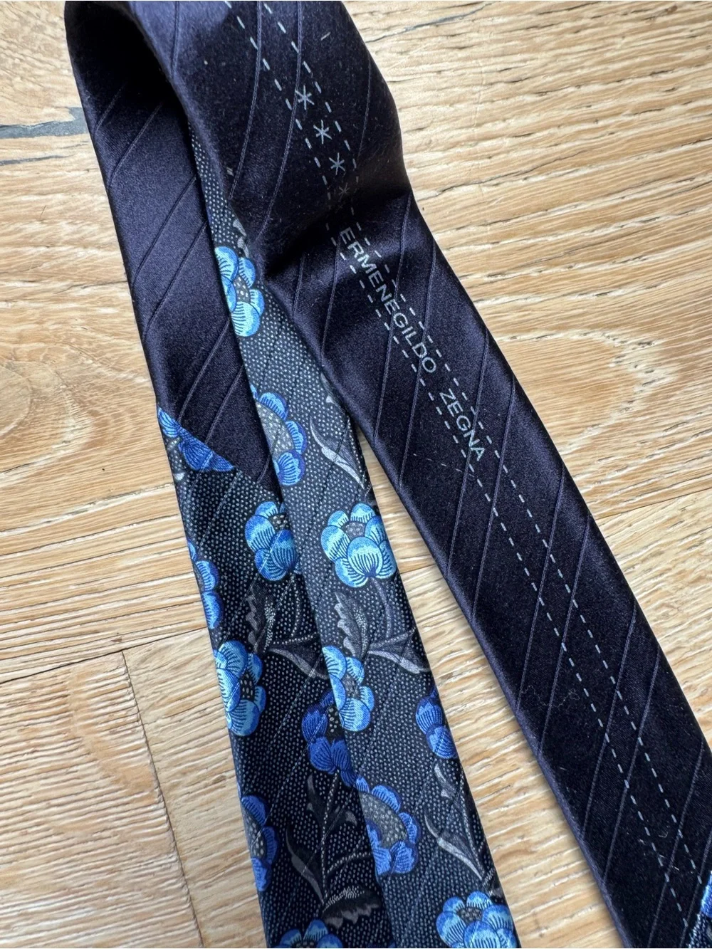 🔥ZEGNA NEW Ermenegildo Zegna Navy  Floral Silk Tie STUNNING! Italy Price Firm!